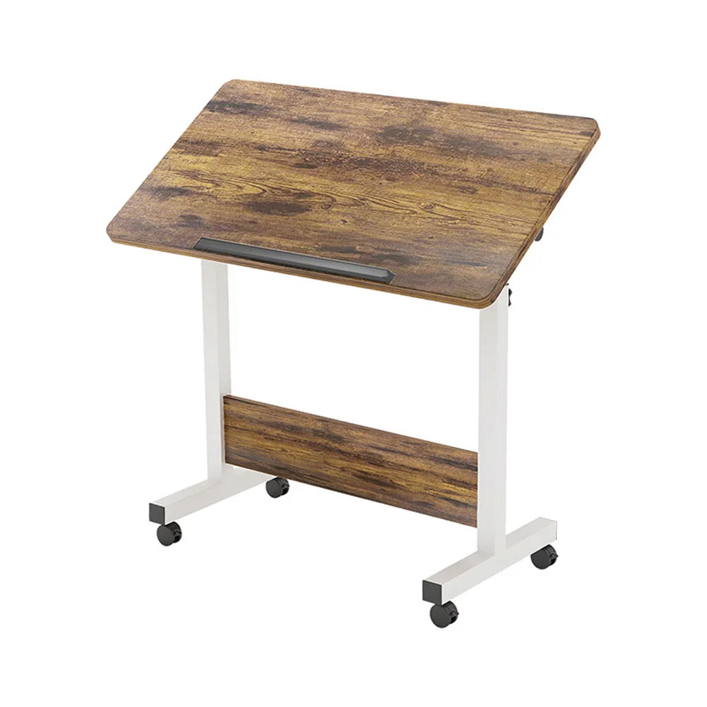 Small Standing Rable Adjustable Height Mobile Stand Up Desk With Wheels, Home Office Computer Workstations, 80x40cm Tabletop