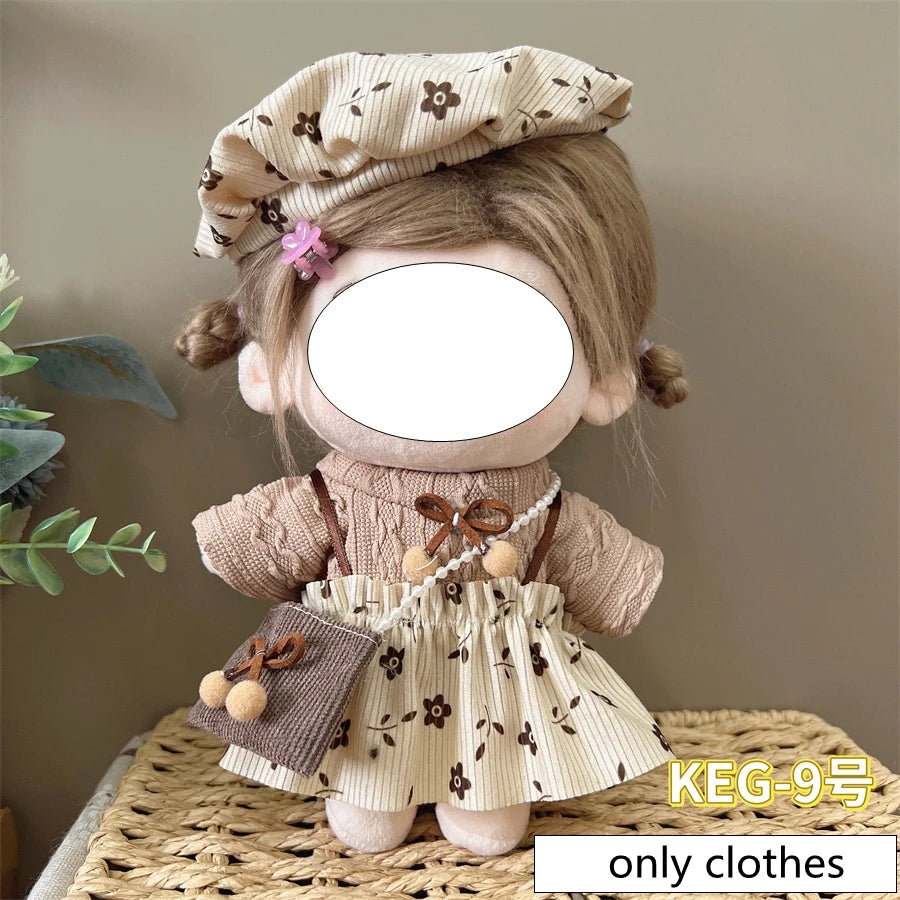 20cm Cotton Doll Clothes Cute Dress Lolita Vintage Doll Clothes for Plush Doll Idol Dolls For Cotton Stuffed Dolls  Accessories