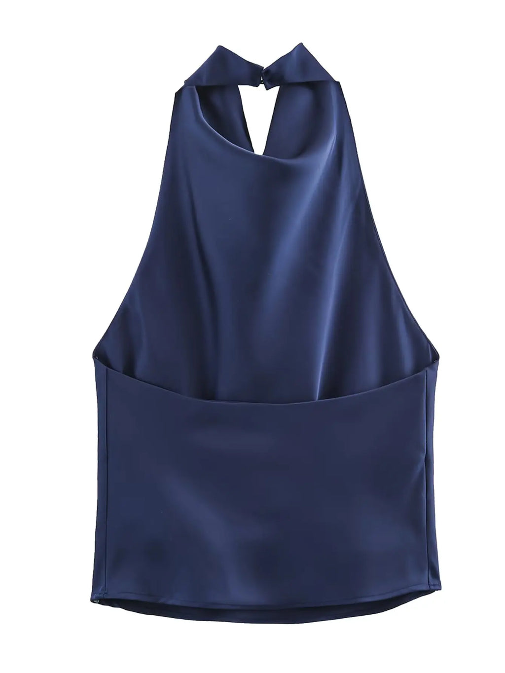 Zevity 2025 Women Chic Solid Color Sleeveless Soft Touch Halter Camis Tank Lady Backless Summer Beach Shirt Blouse Tops LS9365