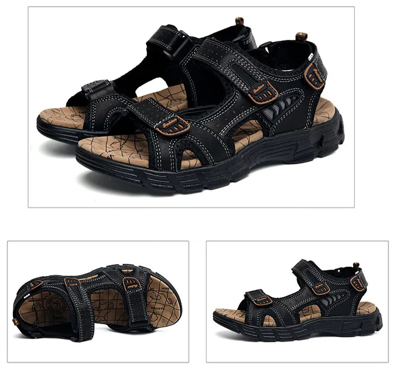 Hot Sale Summer Men's Sandals Outdoor Non-slip Men's Beach Sandals Handmade Genuine Leather Men's Shoes Fashion Men Sneakers