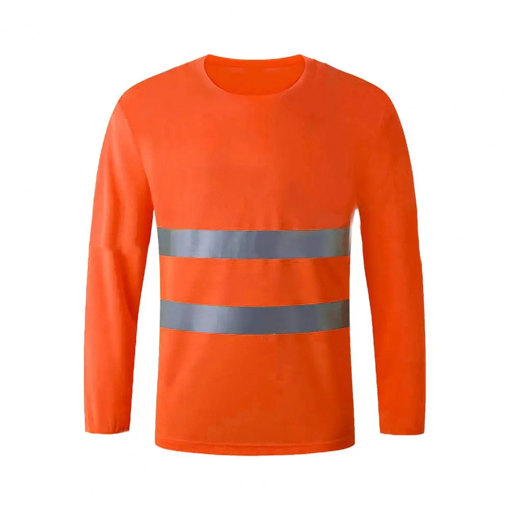 Reflective Safety T-Shirt 360 Degree Reflective Zones High Visibility Long Sleeves Outdoor Construction Worker Top for Night