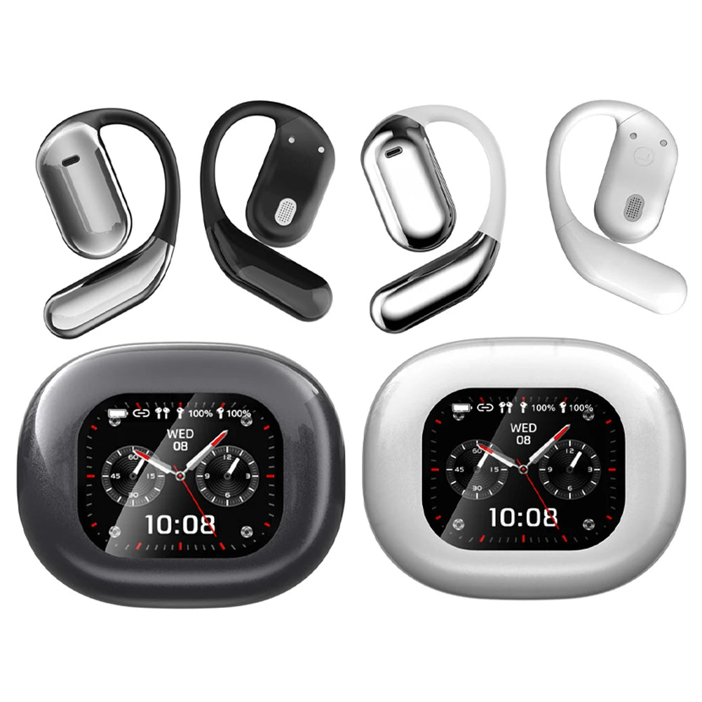 AI Translation Earphones Bluetooth-Compatible 5.4 Real Time Translator Earbuds Waterproof Touch Screen Open Ear Headphones