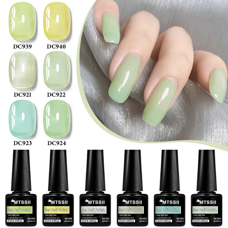 6pcs Nude Jelly Gel Nail Polish Set Summer Nails Sheer Translucent Nail Gel for Manicure Nail Supplies Soak Off UV Led Varnish