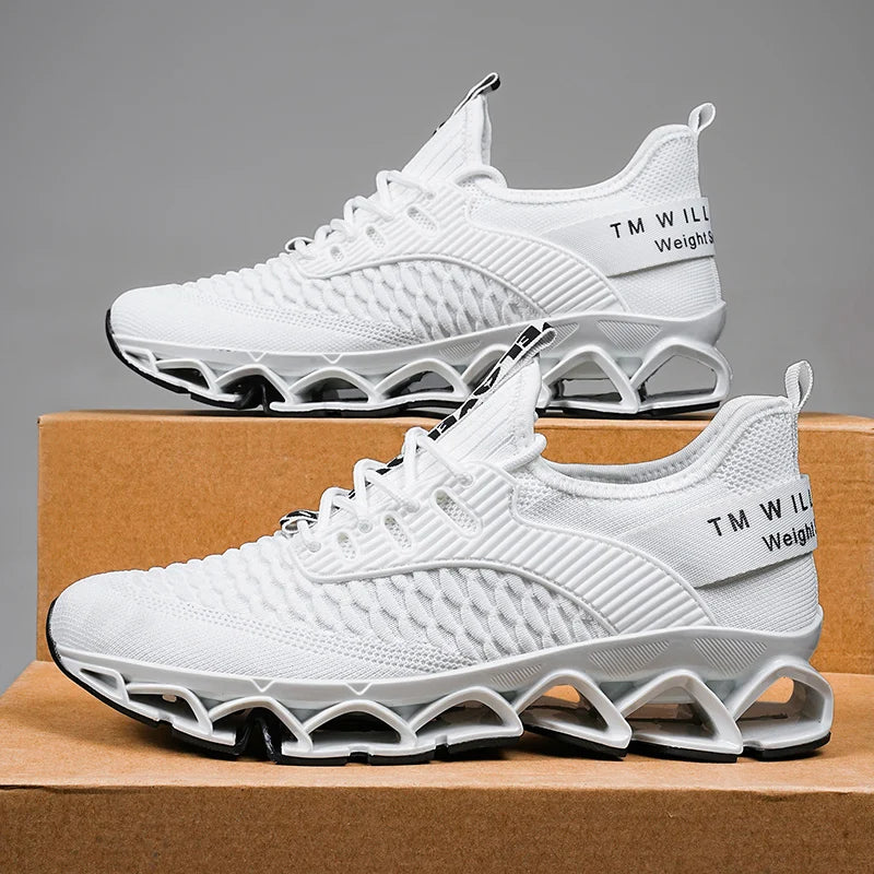 Men's Breathable Mesh Running Shoes Blade Sole Sneakers Lightweight Non-Slip Sports Shoes for Gym Walking Casual Wear