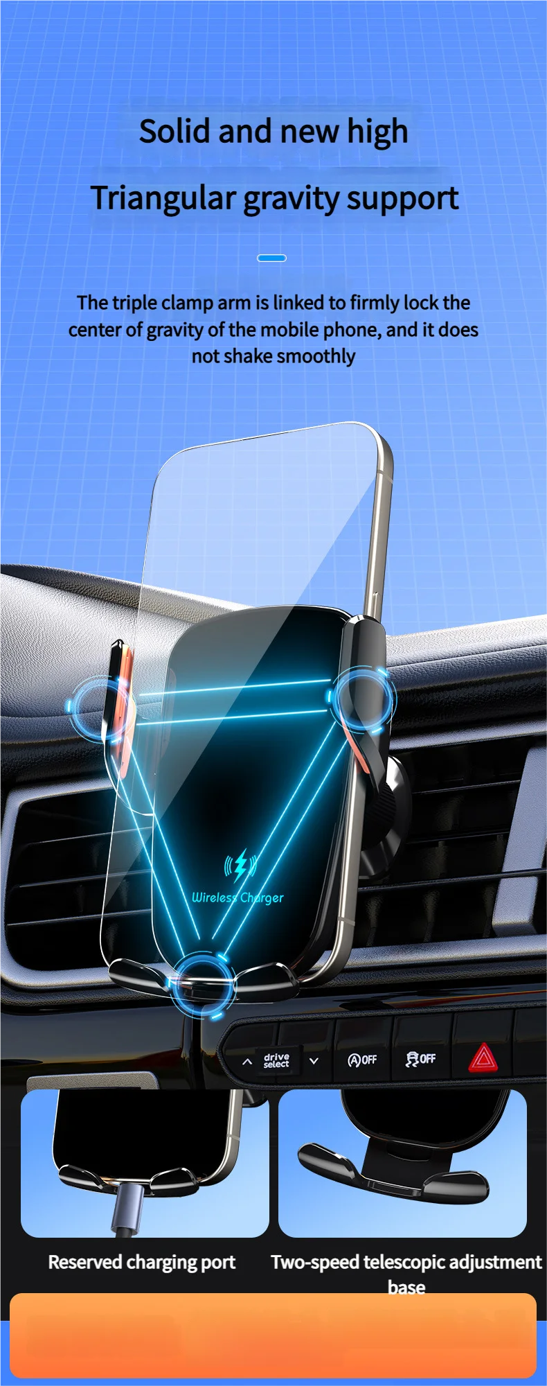 Smart Induction Car Phone Holder 15W Fast Charging Suitable For Dashboard Windshield Air Outlet Universal Automotive Supplies