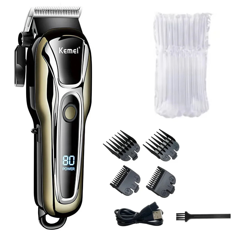 Kemei KM-PG1990A USB Rechargeable Electric Hair Clipper Professional Cordless Men Hair Trimmer Men's Hair Cutting Machine