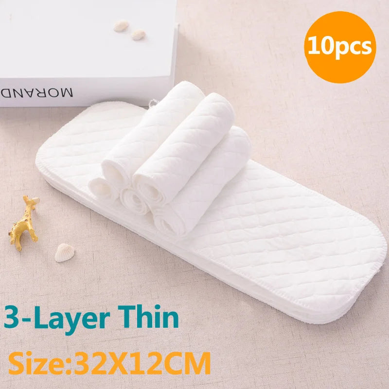 Reusable Cloth Diapers for Babies – 10pcs/5pcs Washable Ecological Cotton Nappies 3/6-Layer