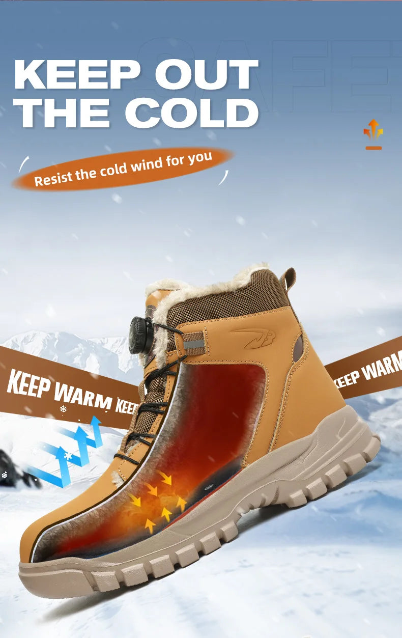 comfortable safety shoes for men high waterproof work shoes non-slip safety boots rubber outsole working sneakers with metal toe
