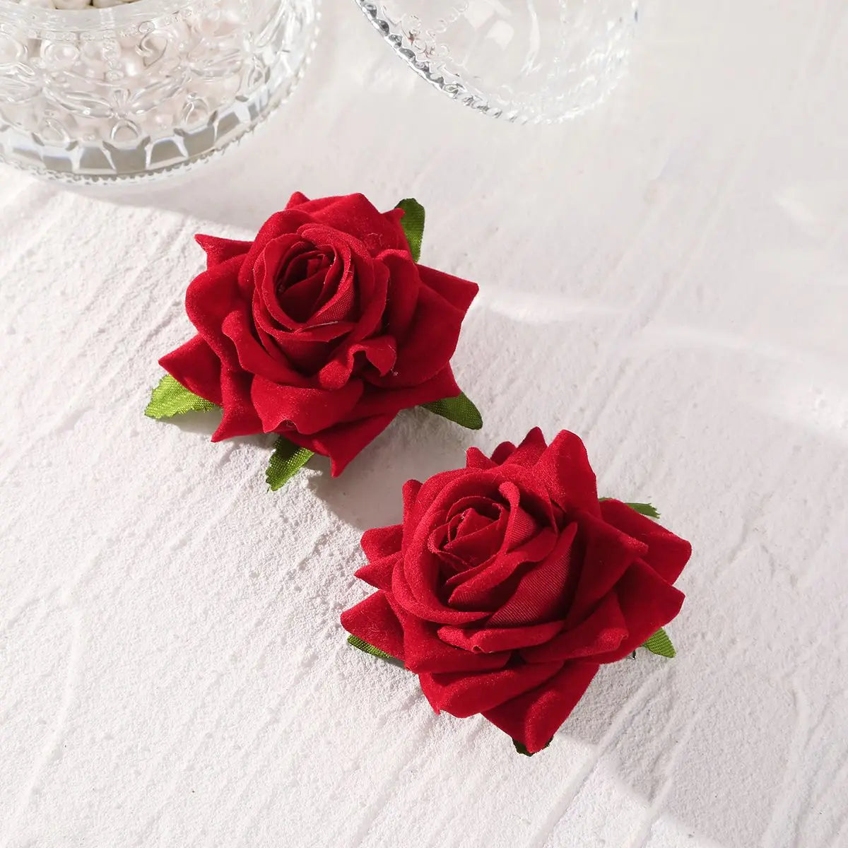 AWAYTR 2pcs New Girls Hair Rope Simulation Flower Cloth Elastic Hair Bands Rose Hair Ties Woman Hair Accesories Wholesale