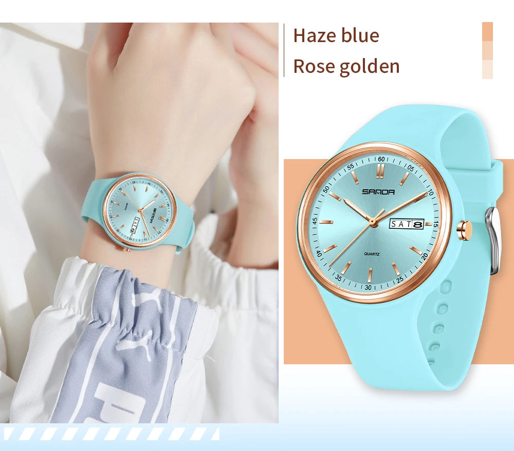 SANDA Top 6213 Male and Female Student Watches Casual Simple Dual Calendar Fashion Male and Female Student Quartz Watches 2025