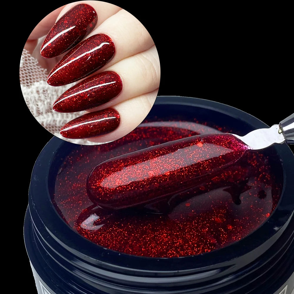 Jillnails Dusty Pink Nude Gel Nail Builder 50G Burgundy Shimmer Builder UV Gel for Nails Extension