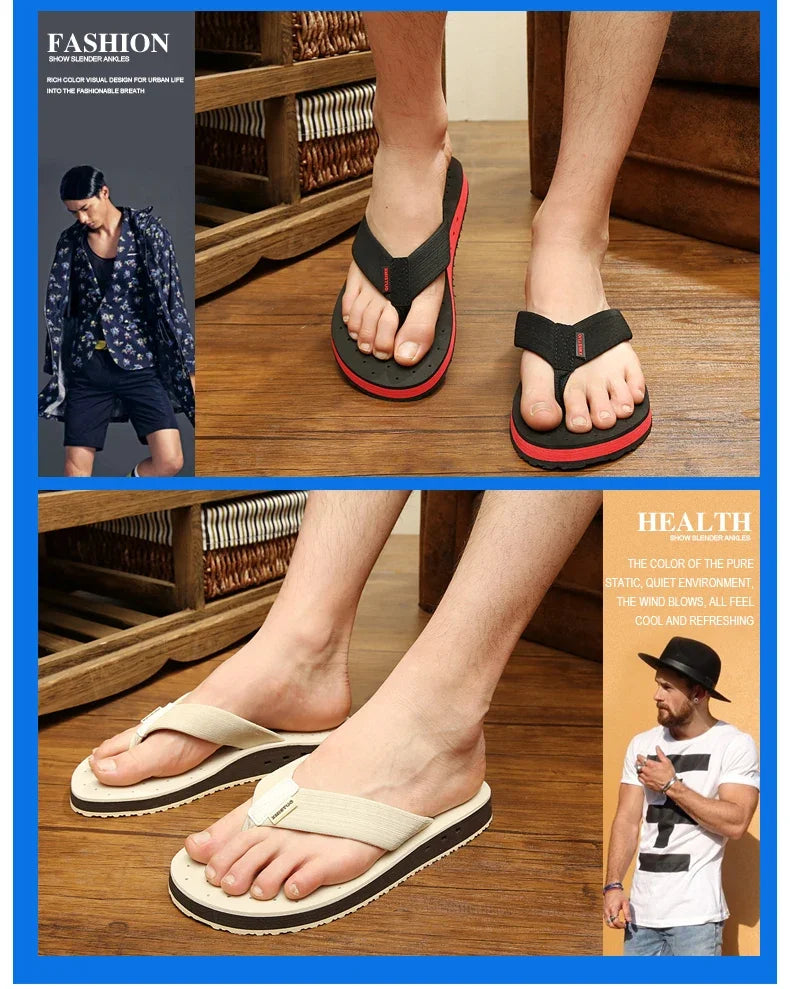 High quality Big Size Hot Sale Flip Flops Men Summer Beach Slippers Men Fashion Brand Breathable Casual Men Slippers Black Blue