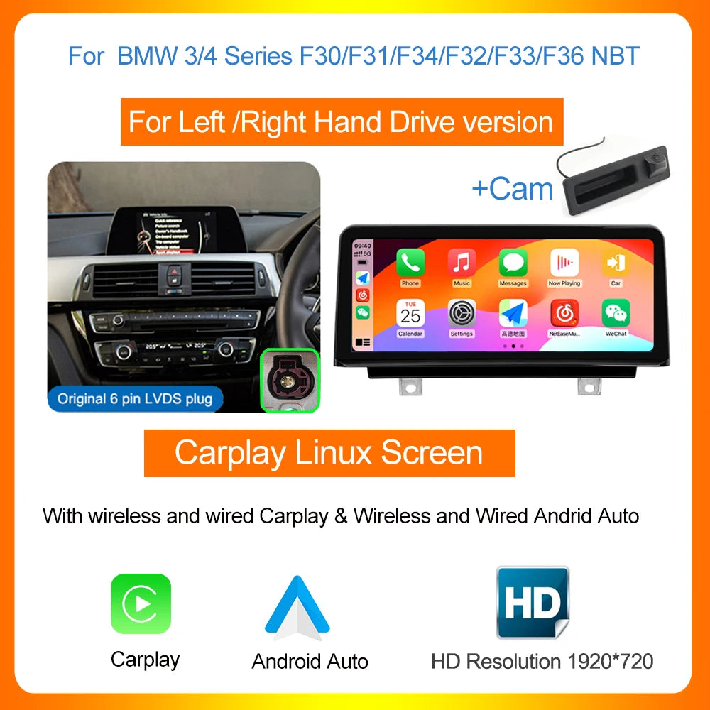 AUTOTOP 10.25â€1920*720 Wireless Carplay Android Auto Car multimedia player for F20 F21 F22 F30 F31 F32 F33 F34 F36 NBT 2013-2017