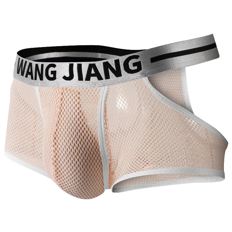 3PCS/2PCS/1PCS Men Mesh Hole Underwear Man Boxers Short Underpants Plus Size Transparent Panties