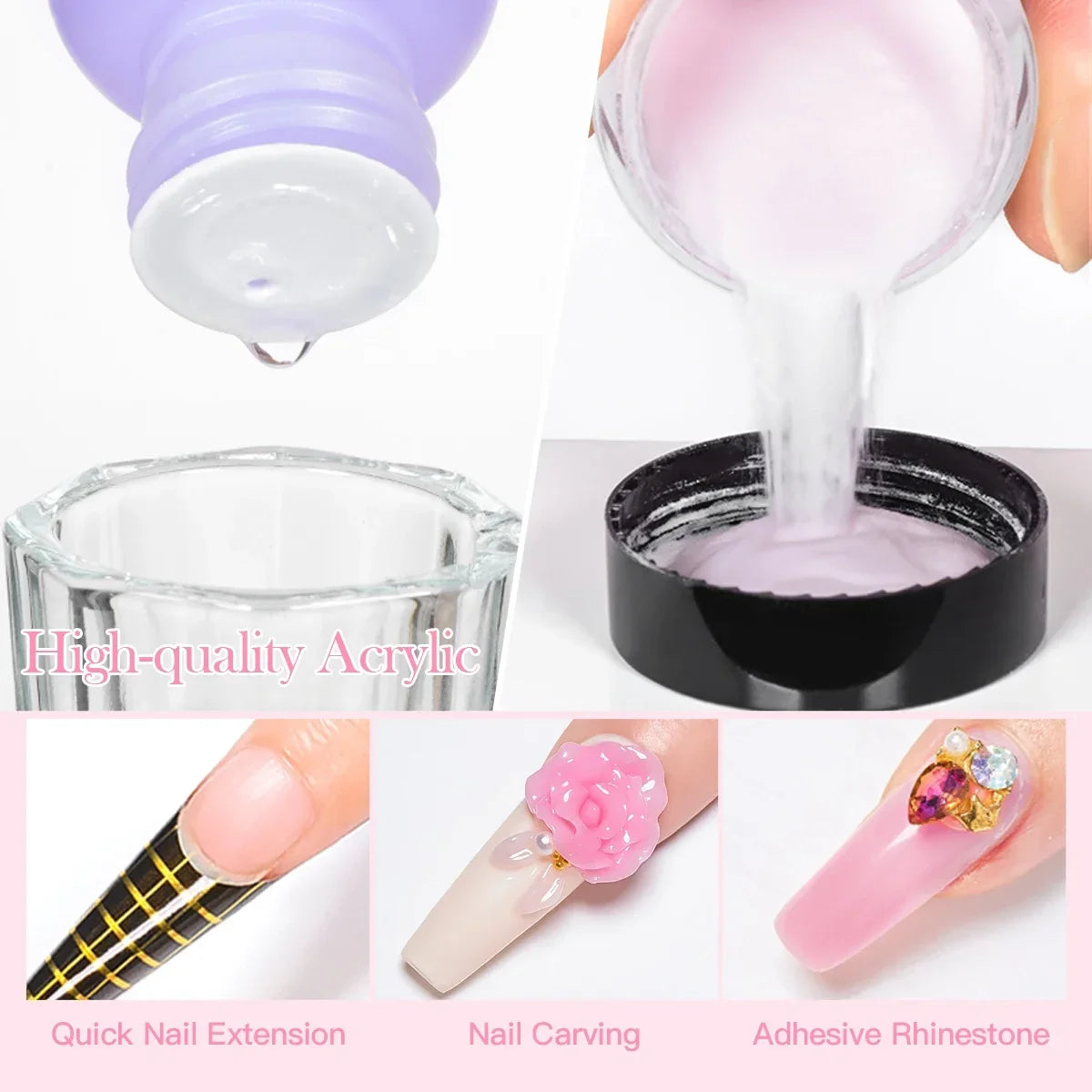10g Acrylic Nail Powder Nude Pink White Transparent Nail Supplies No Need Lamp Cure Professional Powder for Nails Extension