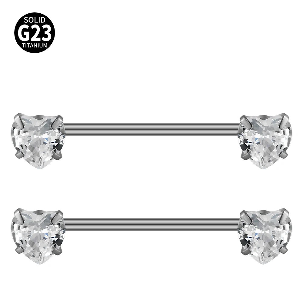 1/2PCS Heart Nipple Piercing Titanium CZ Crystal Sexy Leaf Nipple Shield Ring Nails Barbell Body Pierced Jewelry Chest Decor 16G