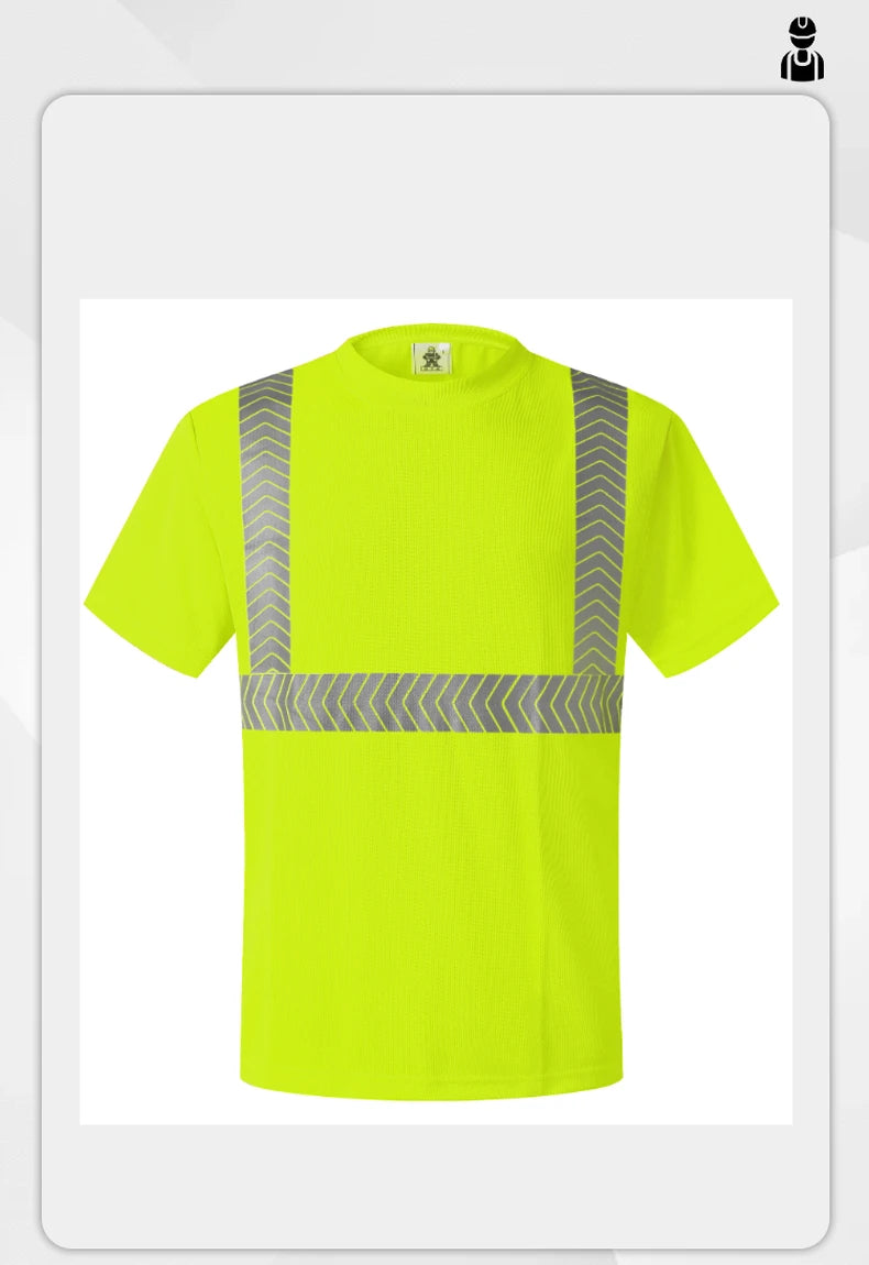 S-4XL Summer Reflective T-shirt Safety Work Short Sleeves Shirts High  Visibility Shirts Ideal for Construction Mining Airport
