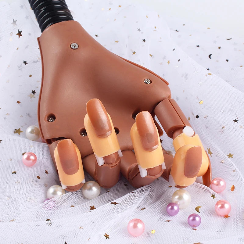 Nail Art Practice Hand Manicure Practice Finger Acrylic Nail Tips with 100pcs Fake Nails Nail Training Equipment Tools