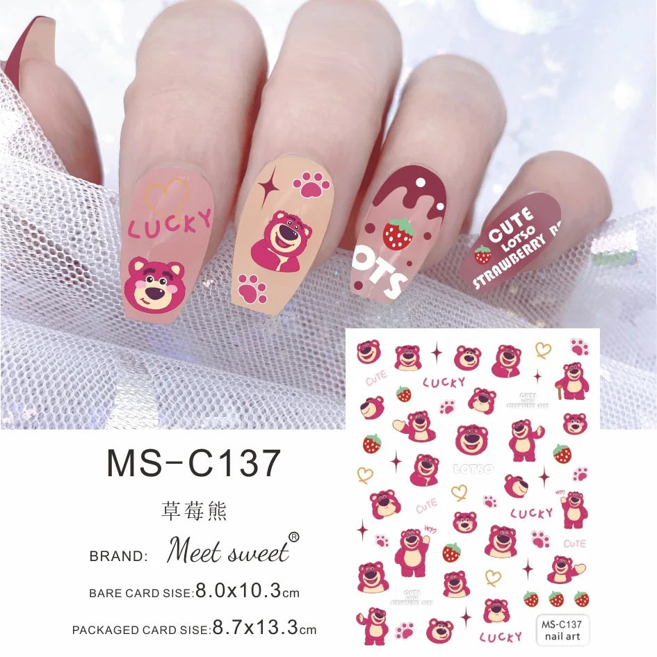 Disney Cartoon Adhesive Nail Stickers Nail Decorative Decals Nail Sliders Stitch Mickey 3D Stickers Press on Nails