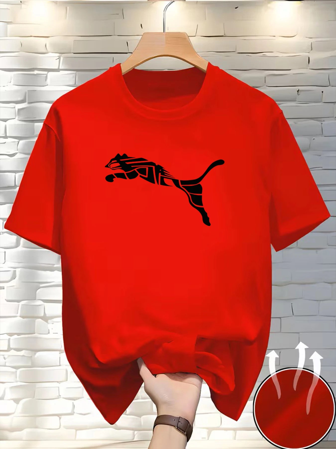 New Summer Luxury Men's Fashion Fox Leopard Print T-shirt Crewneck Casual Trend Y2K High-end High Quality Fitness Sports T-shirt