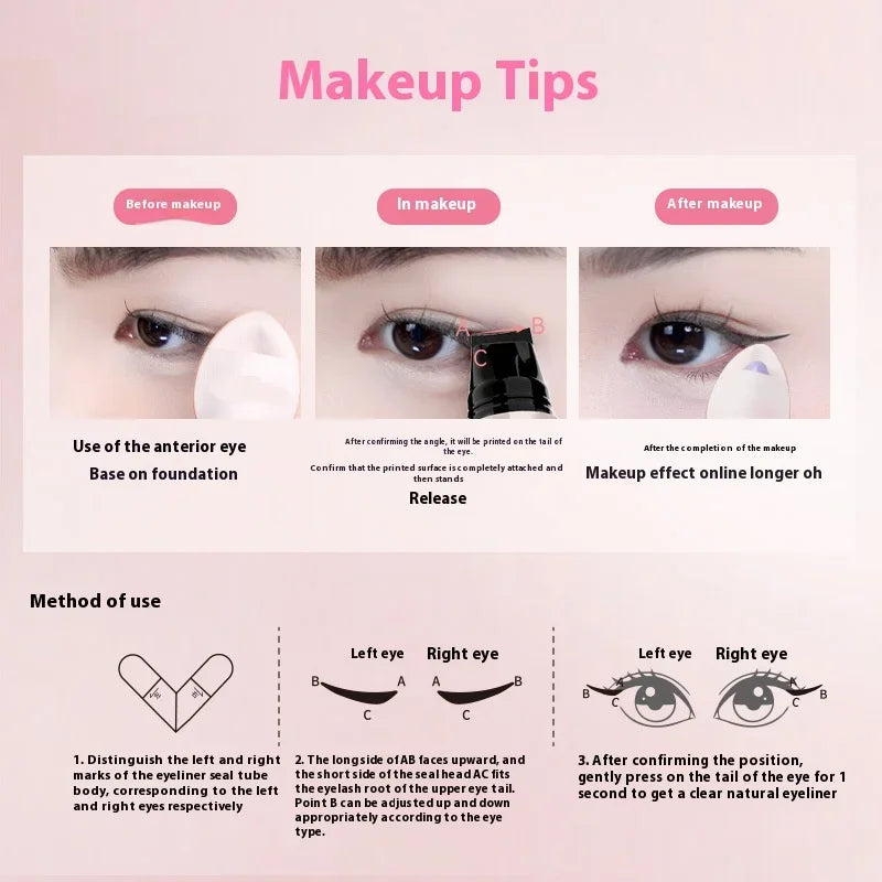Dual-Head Rotatable Eyeliner Stamp Integrated Waterproof Long Wear Wing Stencil DIY Liquid Eye Liner Pen Fast Drying Makeup