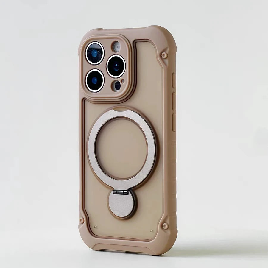 for Magsafe 360° Rotation Metal Stand Phone Case for iPhone 17 12 13 14 15 16 Pro Max 17Pro Airbag Shockproof Matte Pc Cover