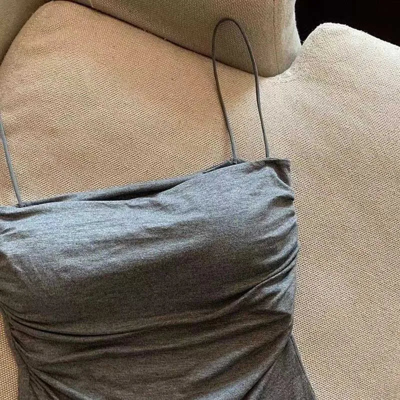 Summer Camisoles Tank Tops Women With Built In Bra  Strap Tanks Vest Sleeveless Tees Cropped Top Solid Color Casual Top