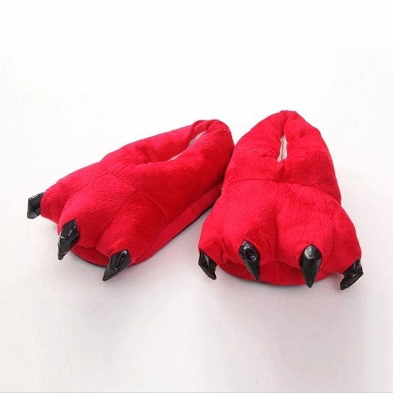 2025 Winter Warm Soft Indoor Floor Slippers Women Men Shoes Paw Funny Animal Christmas Monster Dinosaur Claw Plush Home