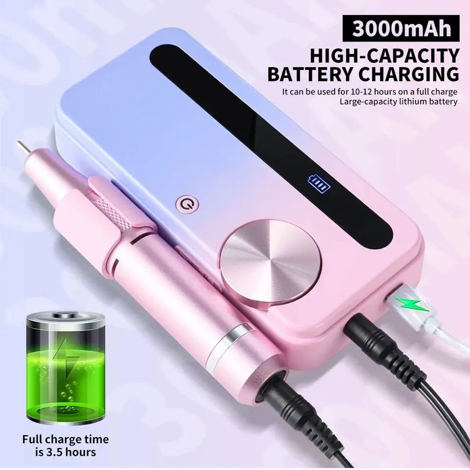 35000RPM Electric Nail Polisher - Professional Gel Nails Care, Rechargeable Portable Nail File Manicure Tool
