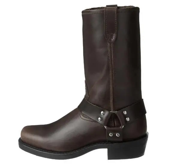 Luxury Retro Cowboy Boots Men Mid Calf Western Boot Men Pu Leather Man Slip On Shoes Winter Knight Boots Booties Plus Size 48