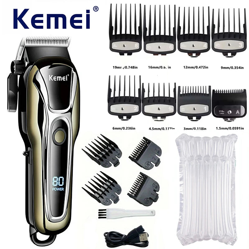 Kemei KM-PG1990A USB Rechargeable Electric Hair Clipper Professional Cordless Men Hair Trimmer Men's Hair Cutting Machine