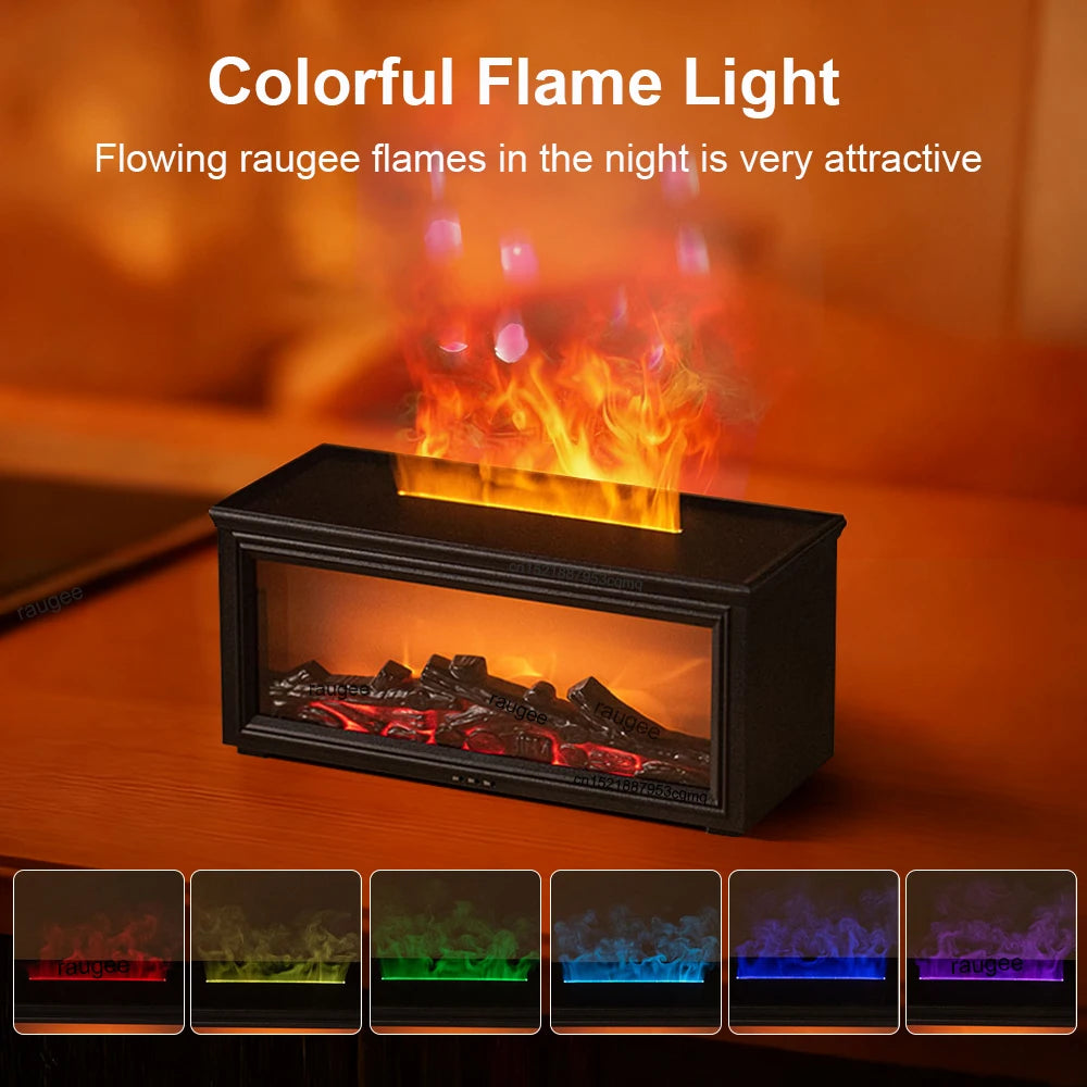 Aroma Air Humidifier Flame Fireplace Essential Oil Diffuser Desktop USB Cool Mist Maker Ultrasonic Aroma Diffuser with Remote