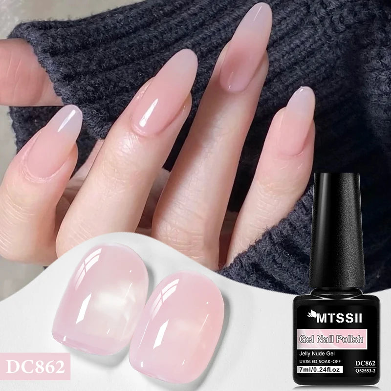 6pcs Nude Jelly Gel Nail Polish Set Summer Nails Sheer Translucent Nail Gel for Manicure Nail Supplies Soak Off UV Led Varnish