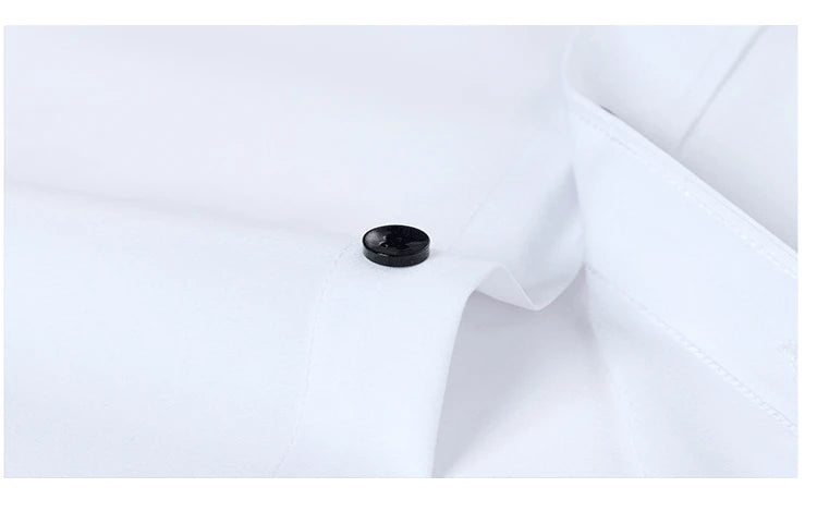 Plus Size 7XL 6XL High Elasticity Seamless Spandex Shirt Men Long Sleeve Slim Fit Casual Solid Color Social Formal Dress Shirts