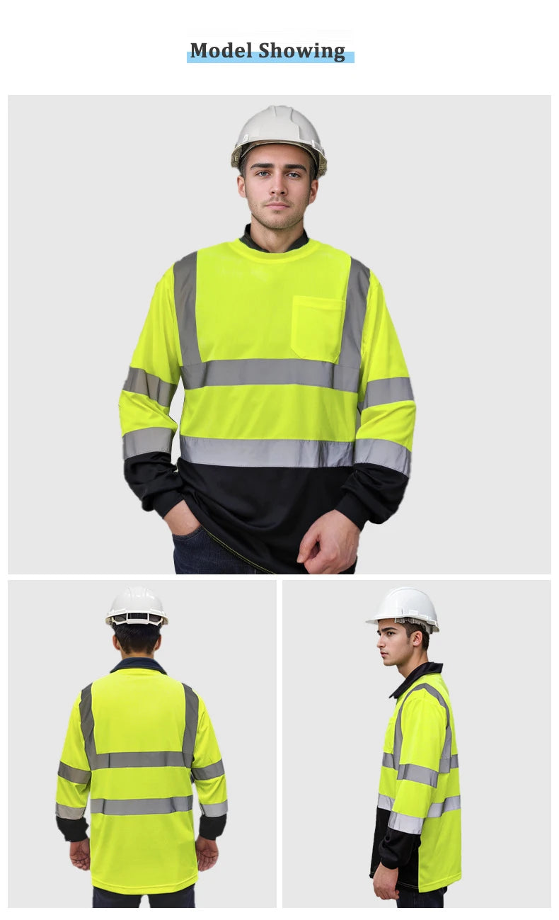 Long Sleeve Breathable T Shirt for Work Warehouse Construction Workwear Shirts Man Workshop Clothes