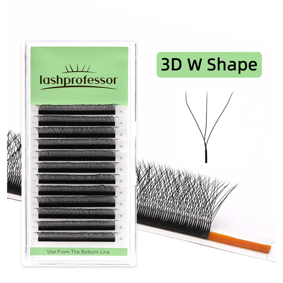 NEW Brown 4D W-Shaped Eyelashes Extension Premium Premade Volume Fan Eyelash Bloom Automatic Flowering Clover Makeup Fake Lashes