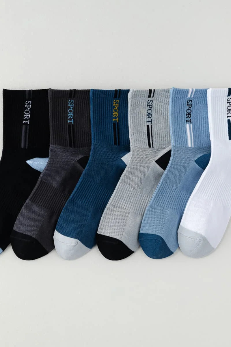 Men's Breathable Mesh Sport Crew Socks, Combed Cotton Anti-Odor Sweat Wicking Athletic Socks for Running Gym Daily Wear, 5 Pairs