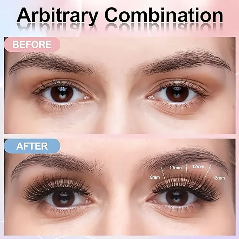 Eyelash Extension Kit - Individual Eyelashes Set, D-Curl, Multiple Lengths, Odorless, Easy to Apply for Home Makeup Books