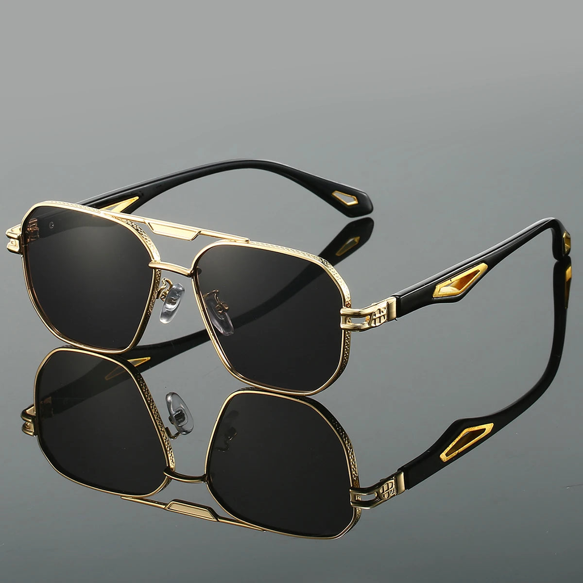 KAMMPT Vintage Square Sunglasses Men New Classic Double Bridge Gradient Shades Trendy Retro Brand Designer Outdoor Sun Glasses