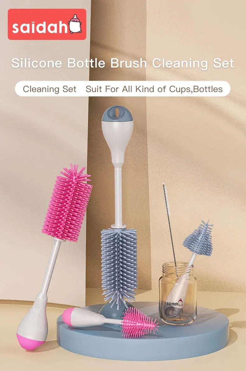360° Silicone Baby Bottle Cleaning Brush Set 3-in-1 – Bottle, Pacifier & Straw Cleaner