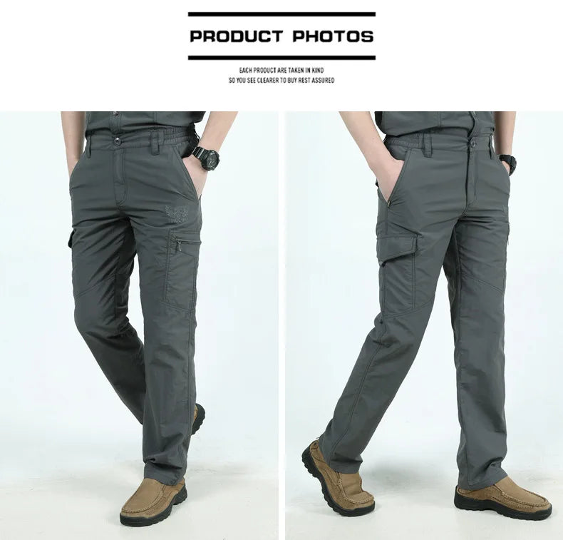 Tactical Waterproof Cargo Pants Men Summer Quick Dry Long Trousers Male Outdoor Sport Trekking Camping Fishing Pants Size M-4XL