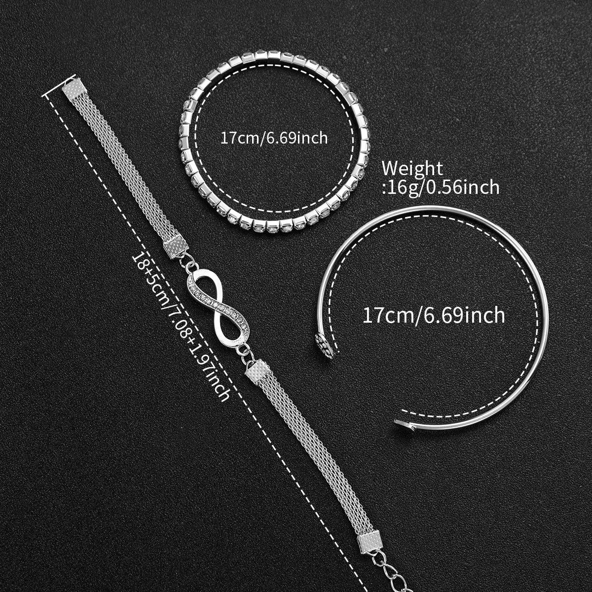 4PCS/Set Fashion Rhinestone Women's Watch Stainless Steel Band Analog Quartz Watches Bracelets Set（Without Box）