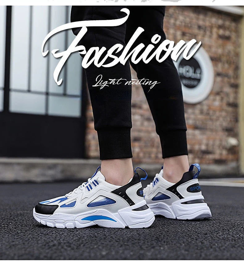 Men's Casual Sports Shoes 2023 New Men Platform Breathable Running Shoes Trendy Leather Stitching Mesh Men Nude Shoes ÐºÑ€Ð¾ÑÑÐ¾Ð²ÐºÐ¸