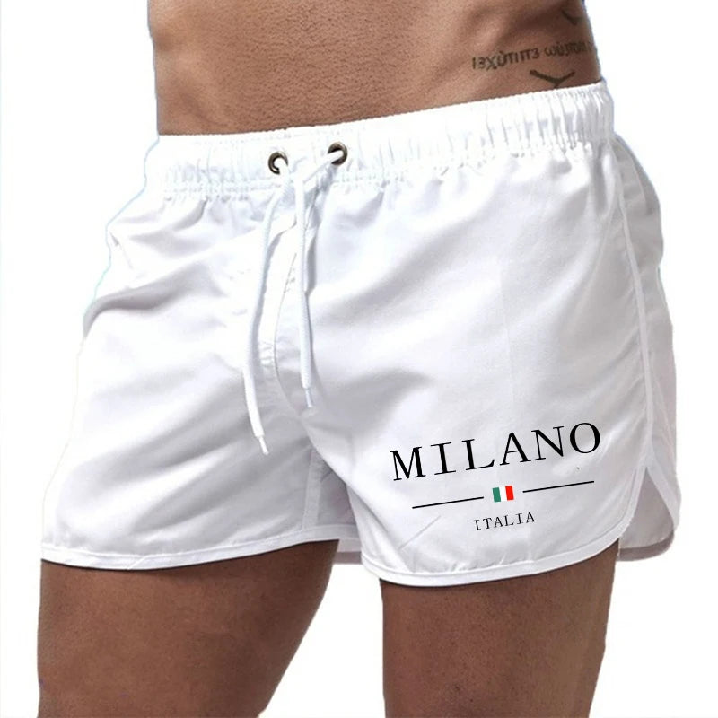 2025 Summer Men's Beach Shorts Urban Print Beach Trunks Jogging Casual Pants Quick Drying Swimming Homme Surf Lightweight Shorts