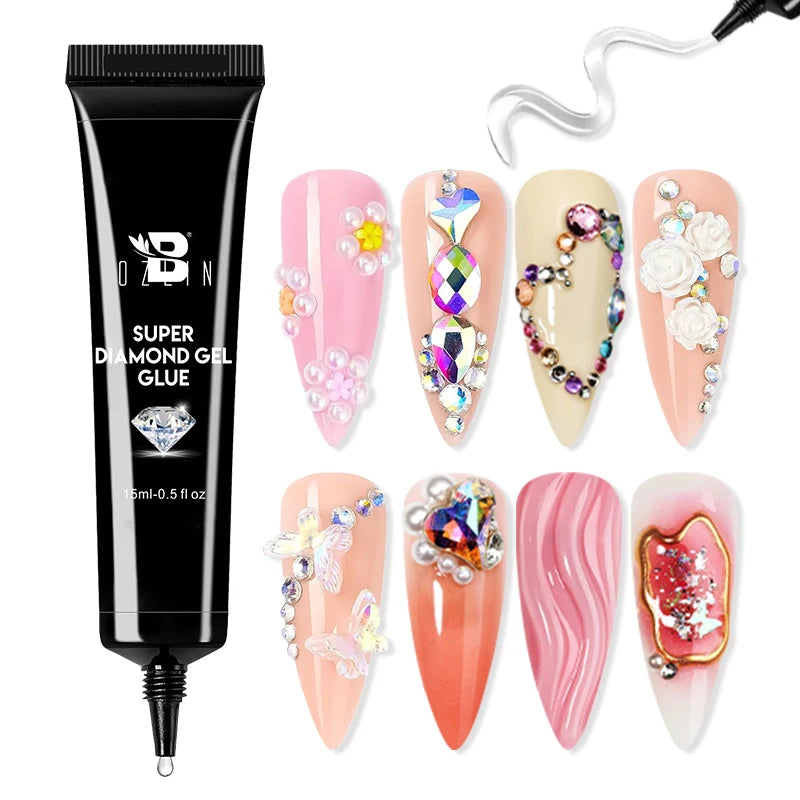 AWStorG 15ML Nail Tips Glue Gel For Falses Nail Tips Fast Extension 3 IN 1 Function Nails Art Transparent Gel Polish Soak Off UV