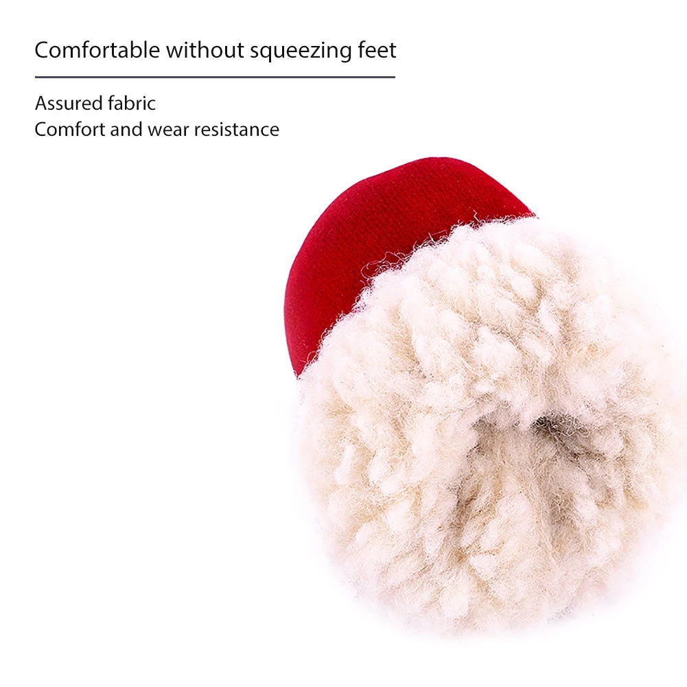 4pcs/Set Plush Dog Boots – Warm Autumn & Winter Pet Shoes