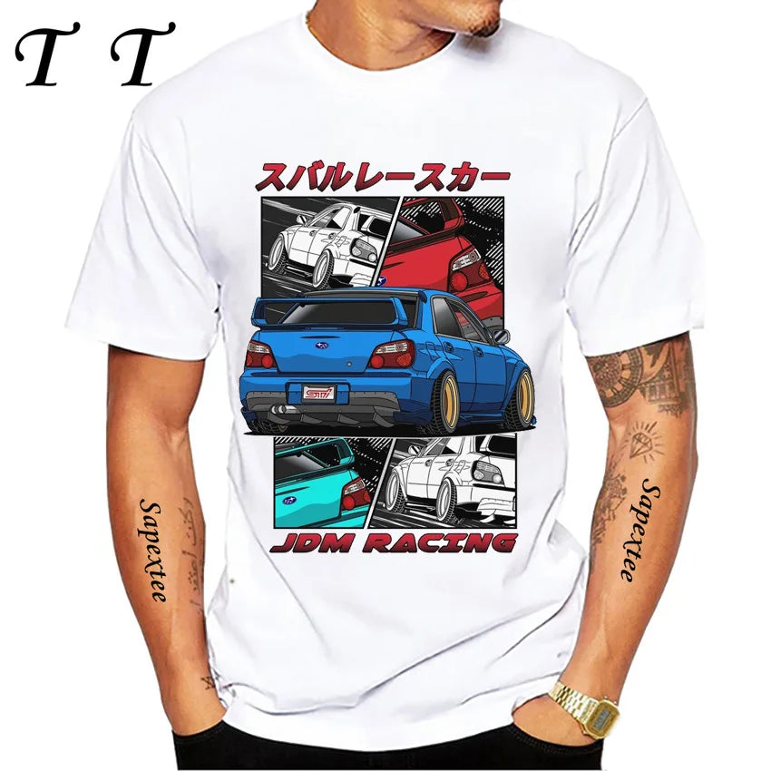 JDM Subie Impreza WRX Bugeye 2000 T-Shirt New Summer Men's Short Sleeve Funny Car Design Sport White Casual Boy Tee shirt Tops