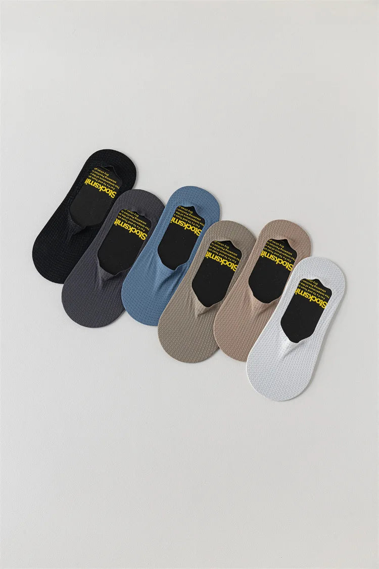 Men's Low Cut Ankle Boat Socks Summer Thin Breathable Invisible No Show Socks Men Male Silicone Anti-slip Ice Silk Sock Slippers