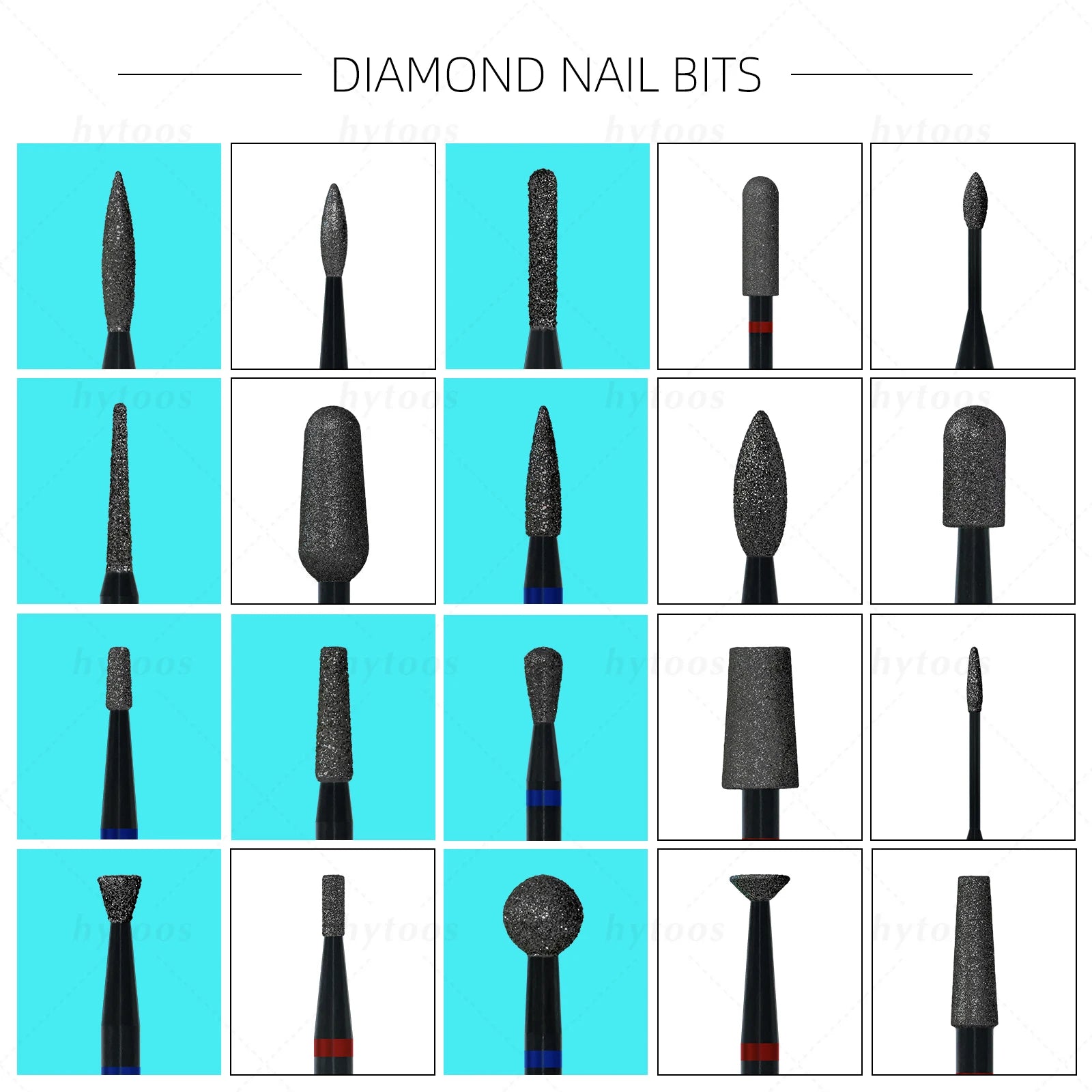 HYTOOS Black Diamond Nail Drill Bits Pro Russian Cuticle Bit for Nail Drill Dead Skin Cuticle Cleaner Nails Pre-treatment Tools