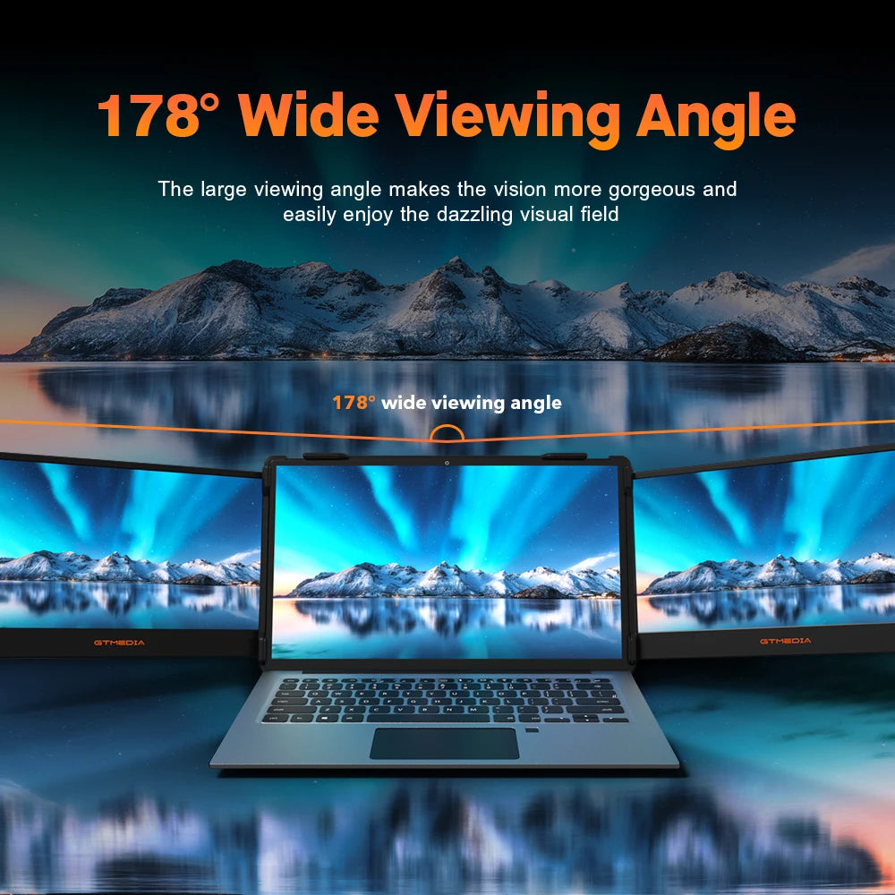 GTMEDIA MATE X 11.6 Inch Portable Monitor 1920*1080 IPS HD Triple Dual Extender Screen Full View Fold For 13.0-17.3 Inch Laptops